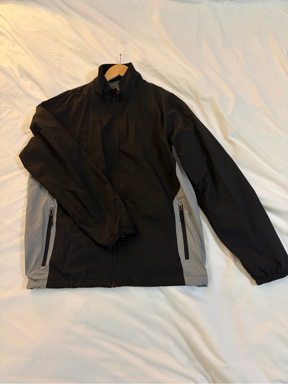 PGA Tour Grey Panel On Black Shell Windbreaker Mens(L)